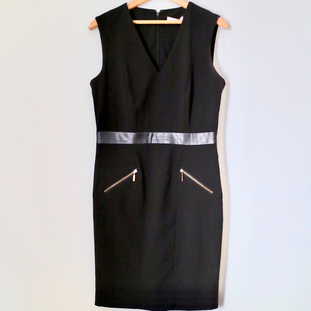 Calvin Klein Vegan Leather Belted Dress